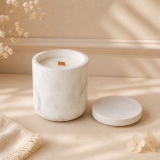 VANI Alabaster Porcelain χειροποίητο κερί σε ψηλό λευκό πορσελάνινο δοχείο με καπάκι
