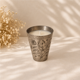 VANI Fleurs Gravées — Κερί σε μεταλλικό κύπελλο με άνθη