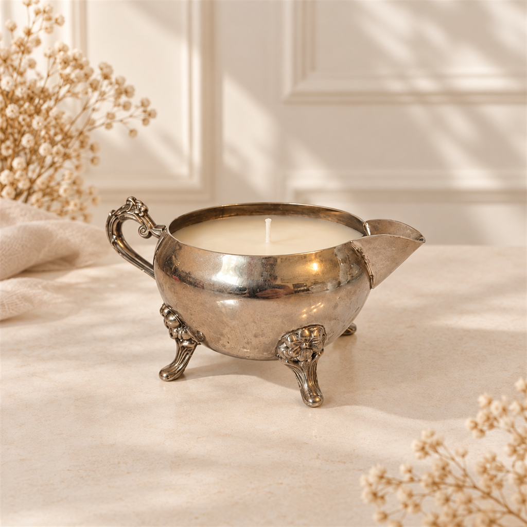 VANI Saucière d’Argent — Χειροποίητο Αρωματικό Κερί σε Vintage Ασημόχρωμη Σαλτσιέρα - Image 2