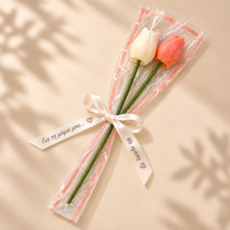 Duo de Tulipes Éternelles – Ανθοδέσμη VANI με προσωπική αφιέρωση